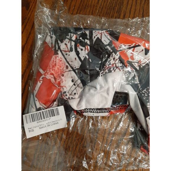 New Large (Runs Small) Red Black White Long Sleeve Crop Top - Picture 4 of 4